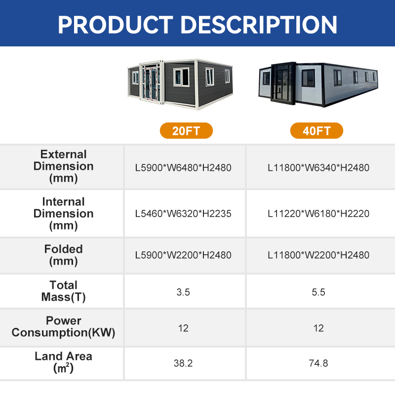 XZZ SOLAR HOUSE 20ft Expandable Modular Home with 2 Bedroom 1 kitchen 1 bathroom Tiny Home | Portable Prefab Unit