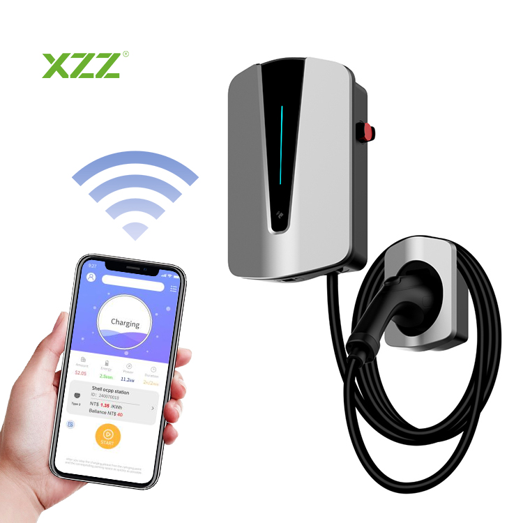 XZZ 7KW 11KW 22KW Mobile Home AC EV Charger Wallbox EV Charging Station WiFi Smart APP Control High-Efficiency Wall-mounted Car Charger OCPP1.6 for All Electric Car 