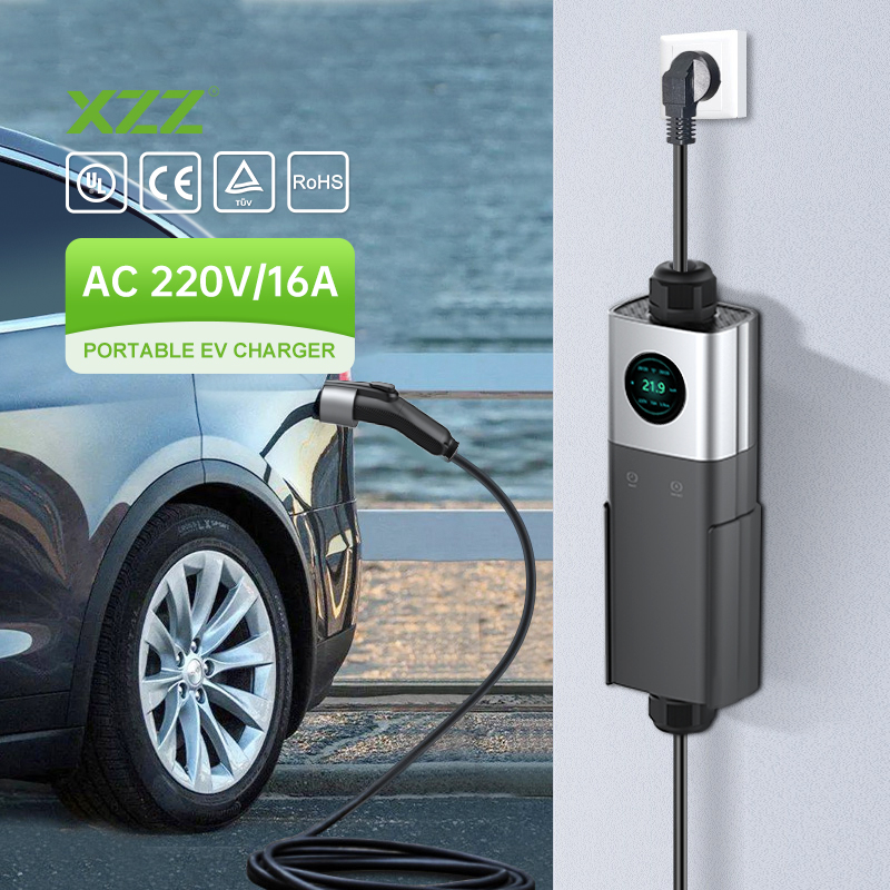 XZZ Mobile Portable EV Charger Home AC EV Charger Wallbox EV Charging Station Portable Ev Charger 7KW portable EV Charger Charging Station Car Charger OCPP1.6 for All Electric Car 