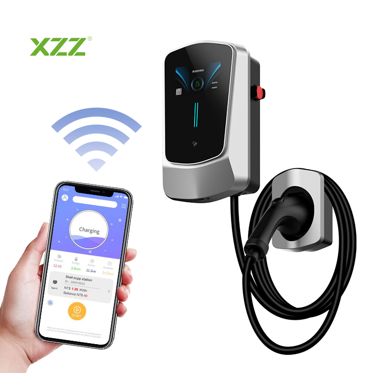  XZZ Wallbox 7inch LCD Screen EV Charger 7KW 11KW 22KW Mobile Home AC Electric Vehicle EV Charging Station WiFi APP Control Adjustable EV & Plug-in Hybrid Car Charger OCPP1.6 for All Electric Car 
