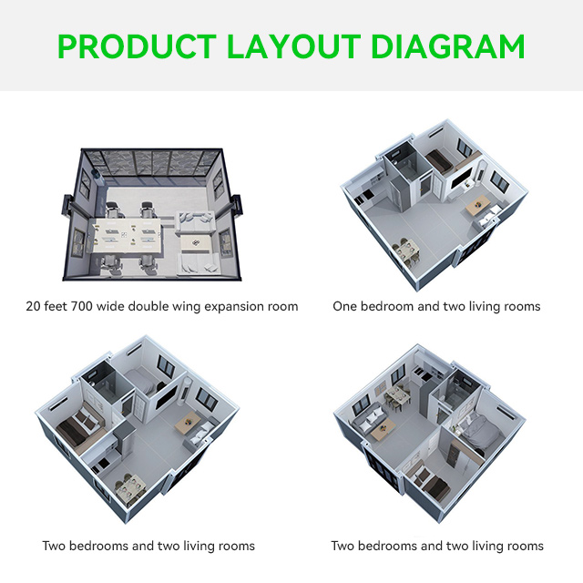 Solar Ready Portable Prefab Expandable Container Foldable Tiny Home Luxury 40ft Prefabricated House Complete Set Off Grid Living Solution Solar Energy System Container House