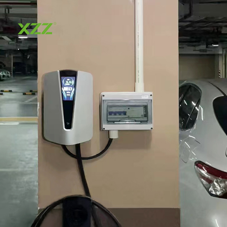 XZZ 7KW 11KW 22KW 4.3inch LCD Screen Mobile Home AC EV Charger Wallbox EV Charging Station WiFi Smart APP Control High-Efficiency Wall-mounted Car Charger OCPP1.6 for All Electric Car 