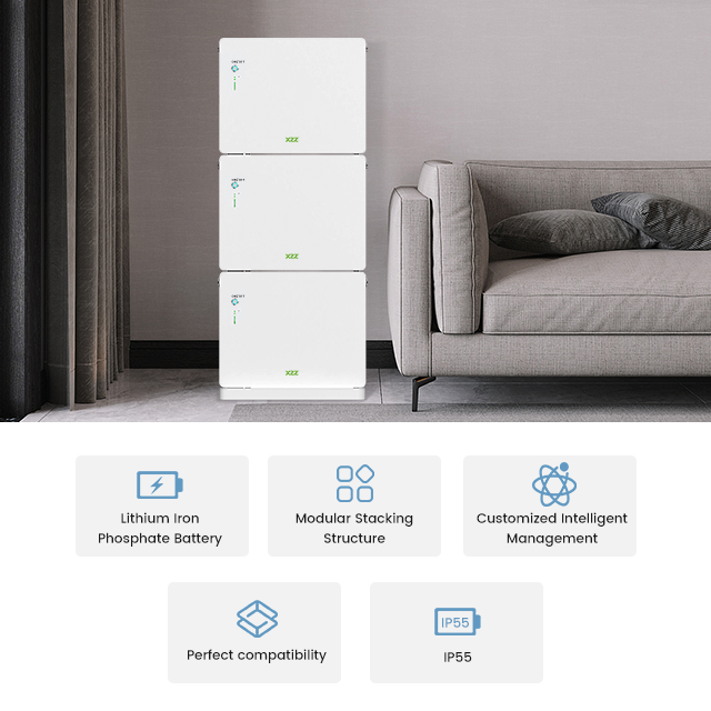 15360Wh 51.2V Energy Storage Stacked LiFePO4 Batteries Home Solar System Lithium Battery Energy Storage.