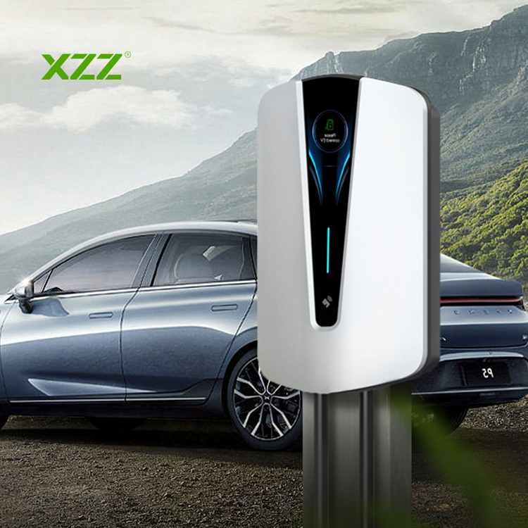 XZZ 7KW 11KW 22KW 4.3inch LCD Screen Mobile Home AC EV Charger Wallbox EV Charging Station WiFi Smart APP Control High-Efficiency Wall-mounted Car Charger OCPP1.6 for All Electric Car 