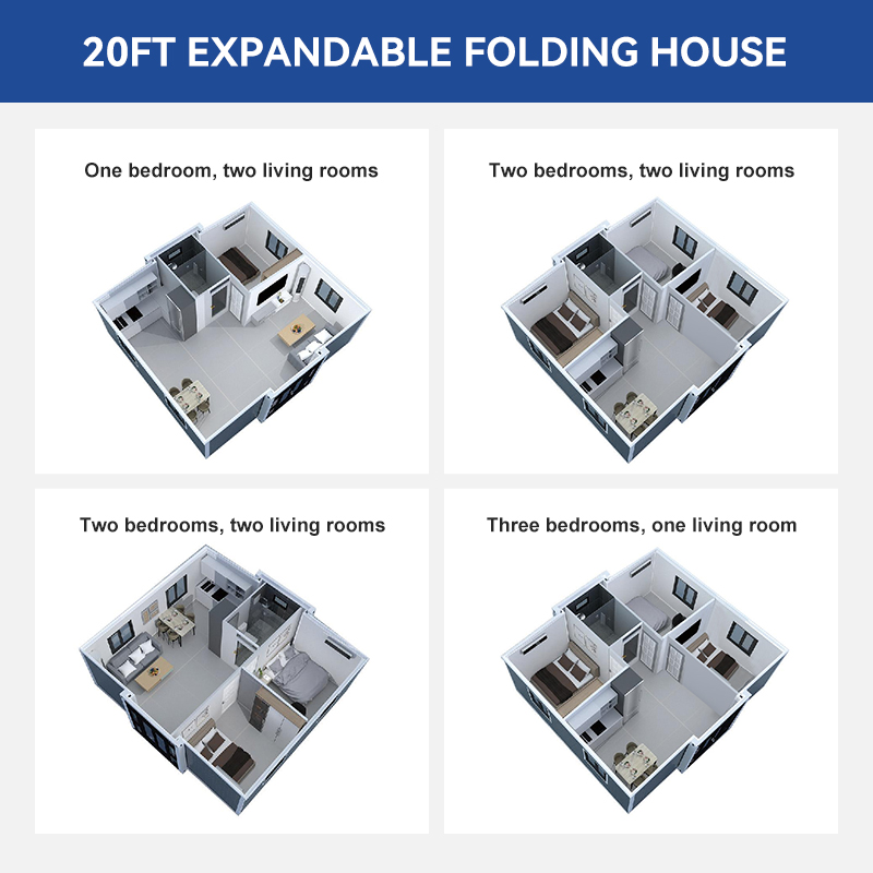 Solar Ready Portable Prefab Expandable Container Foldable Tiny Home Luxury 40ft Prefabricated House Complete Set Off Grid Living Solution Solar Energy System Container House