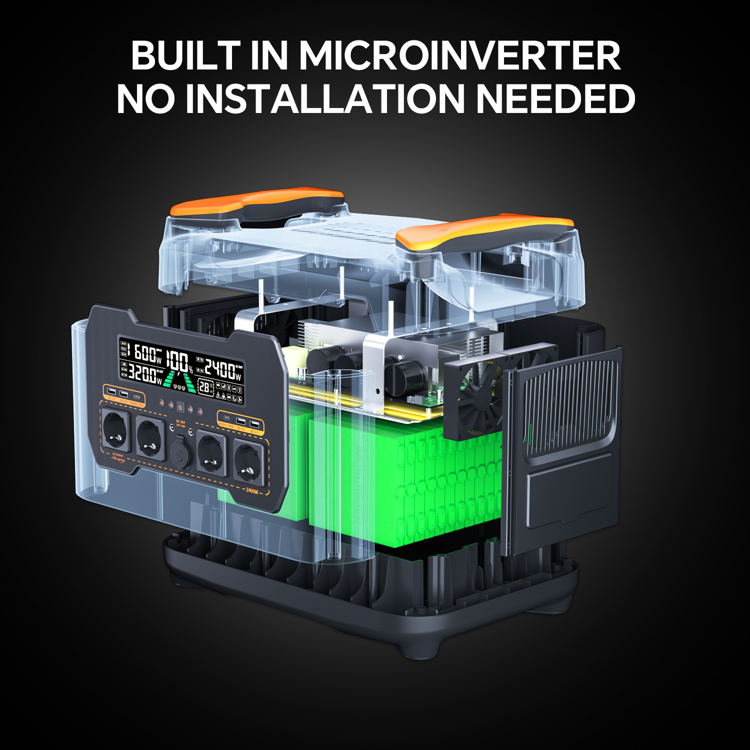 Xin Zhuo Portable Power Station Cube 2400W with Expansion Battery Pack, 2048Wh Capacity , Solar Generator for Camping, Home Backup.