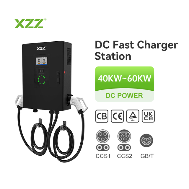 XZZ DC Double Gun EV Charger 40KW/60KW EV Charging Station WiFi Smart APP Control OCPP Fast Car Charger Mini DC Charging Station Wall-mounted Or Pole-mounted CCS1/2