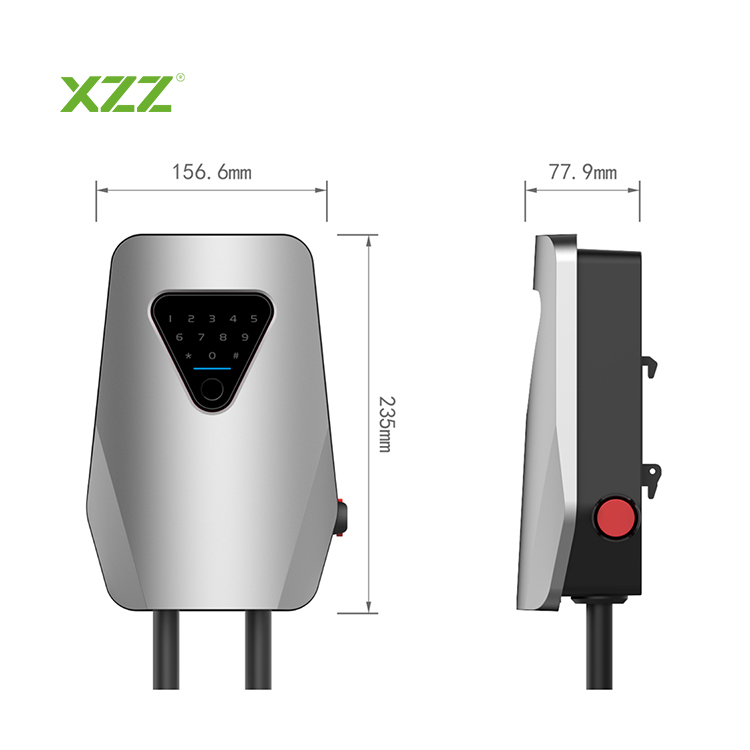  XZZ Home AC EV Charger Fingerprint Code 7KW 11KW 22KW EV Charging Station WiFi APP Contro Adjustable EV & Plug-in Hybrid Car Charger Ocpp1.6 for All Electric Car 