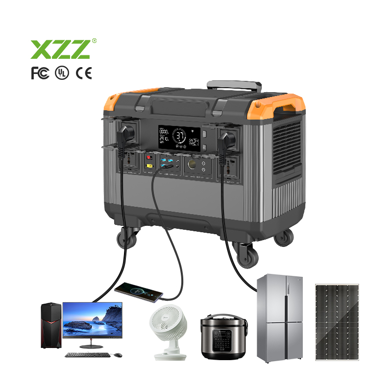 XZZ OEM ODM 3000W 4032Wh Portable Power Station Solar Generator LiFePO4 Power Station For Camping Emergency Multi Function Outdoor Energy Storage Battery Generator with Wheels