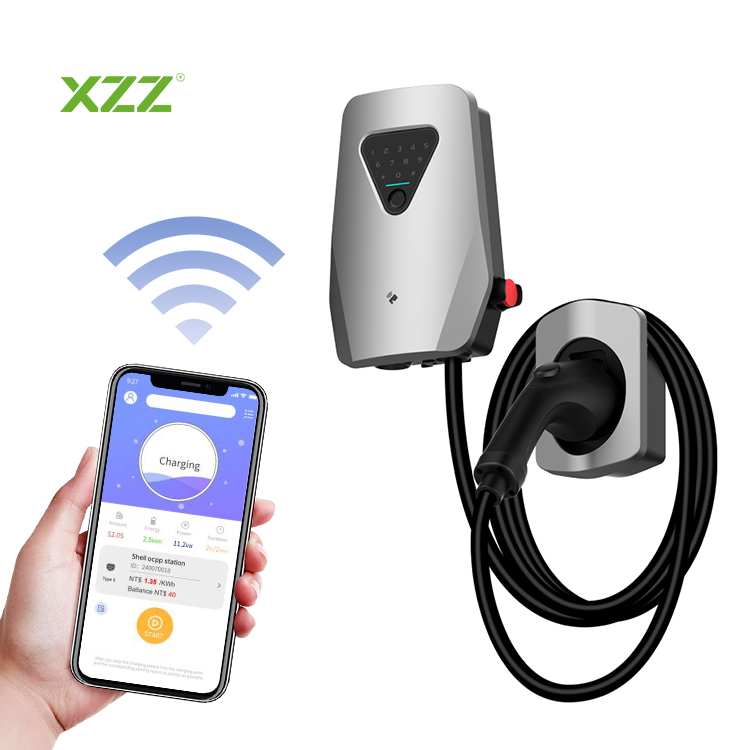  XZZ Home AC EV Charger Fingerprint Code 7KW 11KW 22KW EV Charging Station WiFi APP Contro Adjustable EV & Plug-in Hybrid Car Charger Ocpp1.6 for All Electric Car 