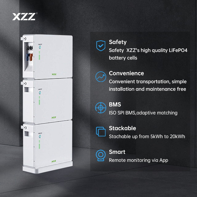 15360Wh 51.2V Energy Storage Stacked LiFePO4 Batteries Home Solar System Lithium Battery Energy Storage.