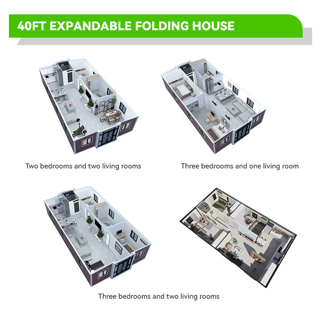 Solar Ready Portable Prefab Expandable Container Foldable Tiny Home Luxury 40ft Prefabricated House Complete Set Off Grid Living Solution Solar Energy System Container House