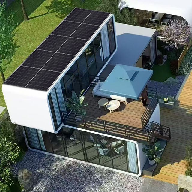 Off-Grid Solar House 20㎡ | Prefab Apple Cabin with Battery Storage B2B Supplier of Solar Cabins | Customizable Off-Grid Housing Solutions