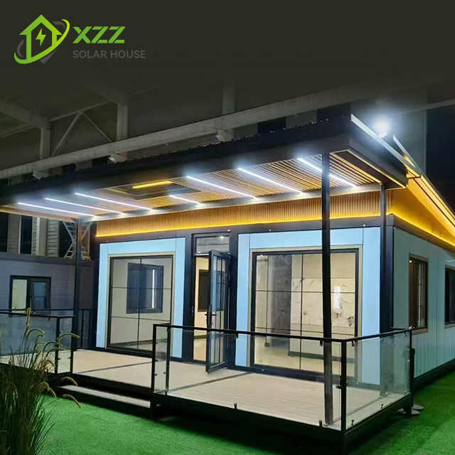 XZZENERGY Solar Energy 100% totally Off-Grid 20ft Prefab Modular Expandable Container House with 2bedrooms,kitchen and bathroom solar energy included.30kwh Power perday