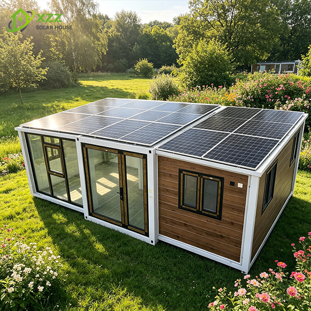 XZZENERGY Off-Grid 20ft Prefab Modular Expandable Container House Factory Sell Directly with 3bedrooms,kitchen and bathroom solar energy included.60kwh solar solutions