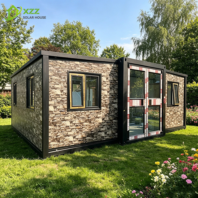 XZZENERGY Off-Grid 20ft Prefab Modular Expandable Container House Factory Sell Directly with 2bedrooms,kitchen and bathroom solar energy included.30kwh solar solutions