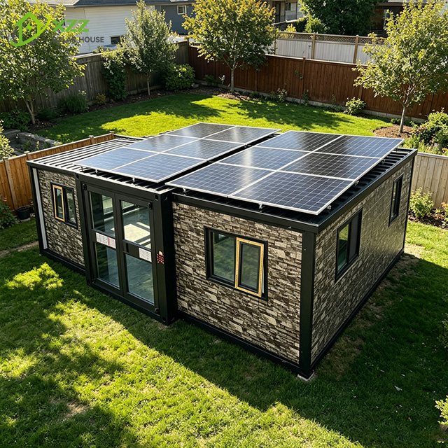 XZZENERGY Off-Grid 20ft Prefab Modular Expandable Container House Factory Sell Directly with 3bedrooms,kitchen and bathroom solar energy included.60kwh solar solutions